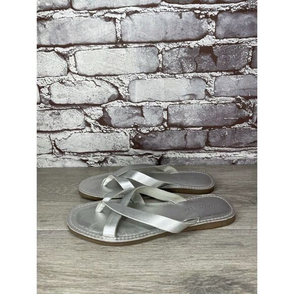 Madewell Boardwalk Silver Metallic Leather Thong Sandals Women’s Sz 6.5M US/37EU - Picture 16 of 16